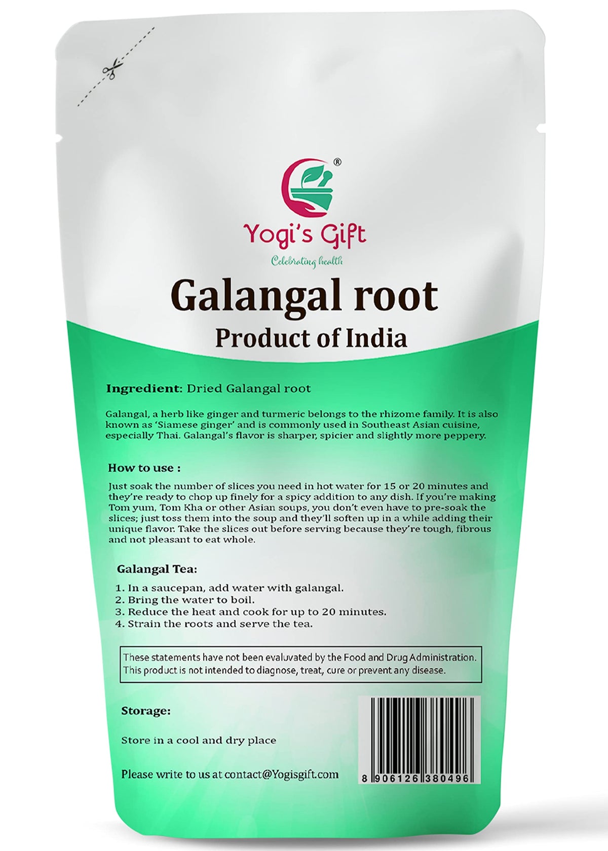 Yogi’s Gift galangal root whole ready for tea infusion.