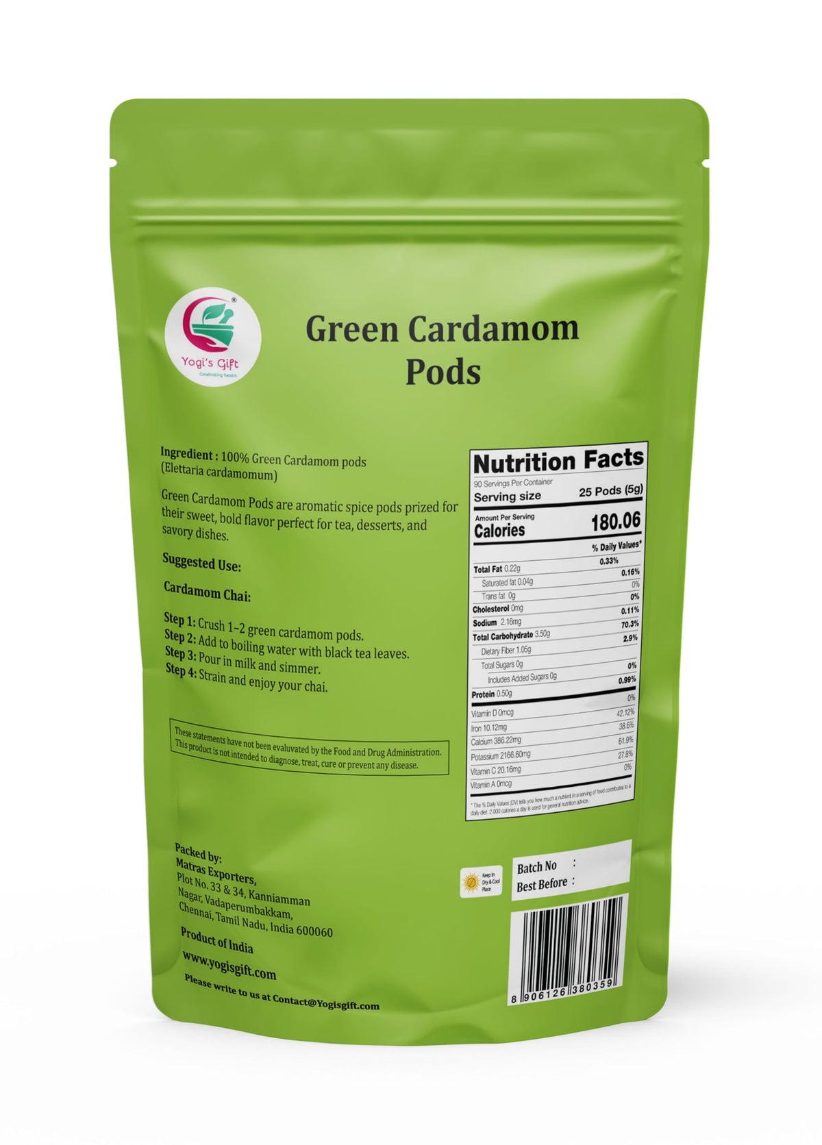 Yogi's Gift green cardamom pods aroma close-up for warm, fragrant notes