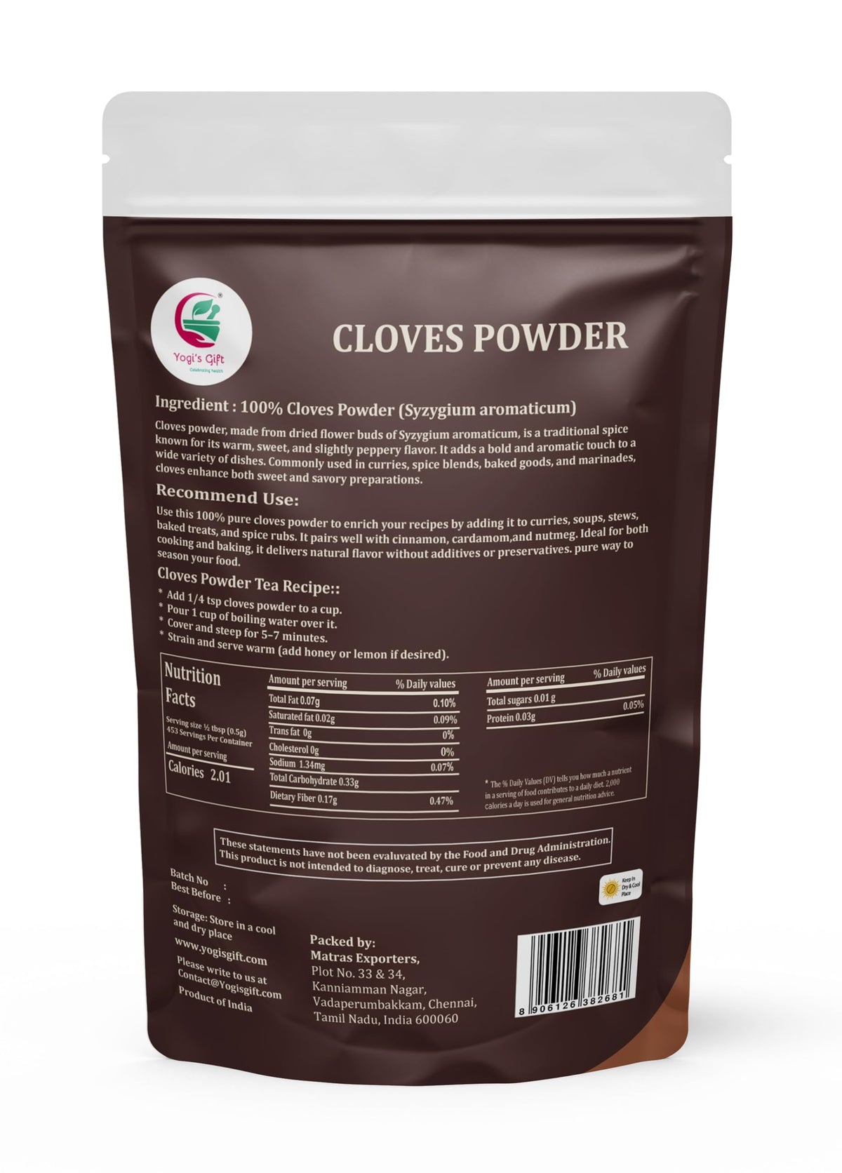 YOGIS GIFT ground clove powder ready to elevate curries and desserts