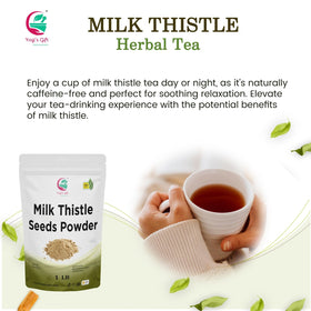 Yogi’s Gift Milk Thistle Seed Powder back view showing compact storage.