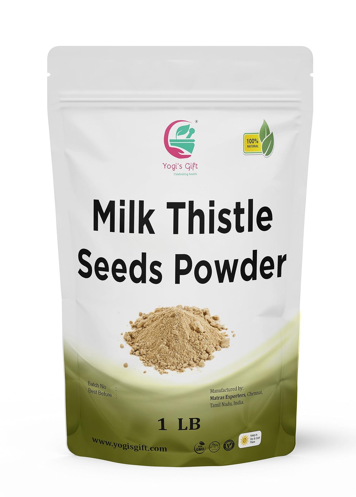 Yogi’s Gift Milk Thistle Seed Powder bag for easy daily use.