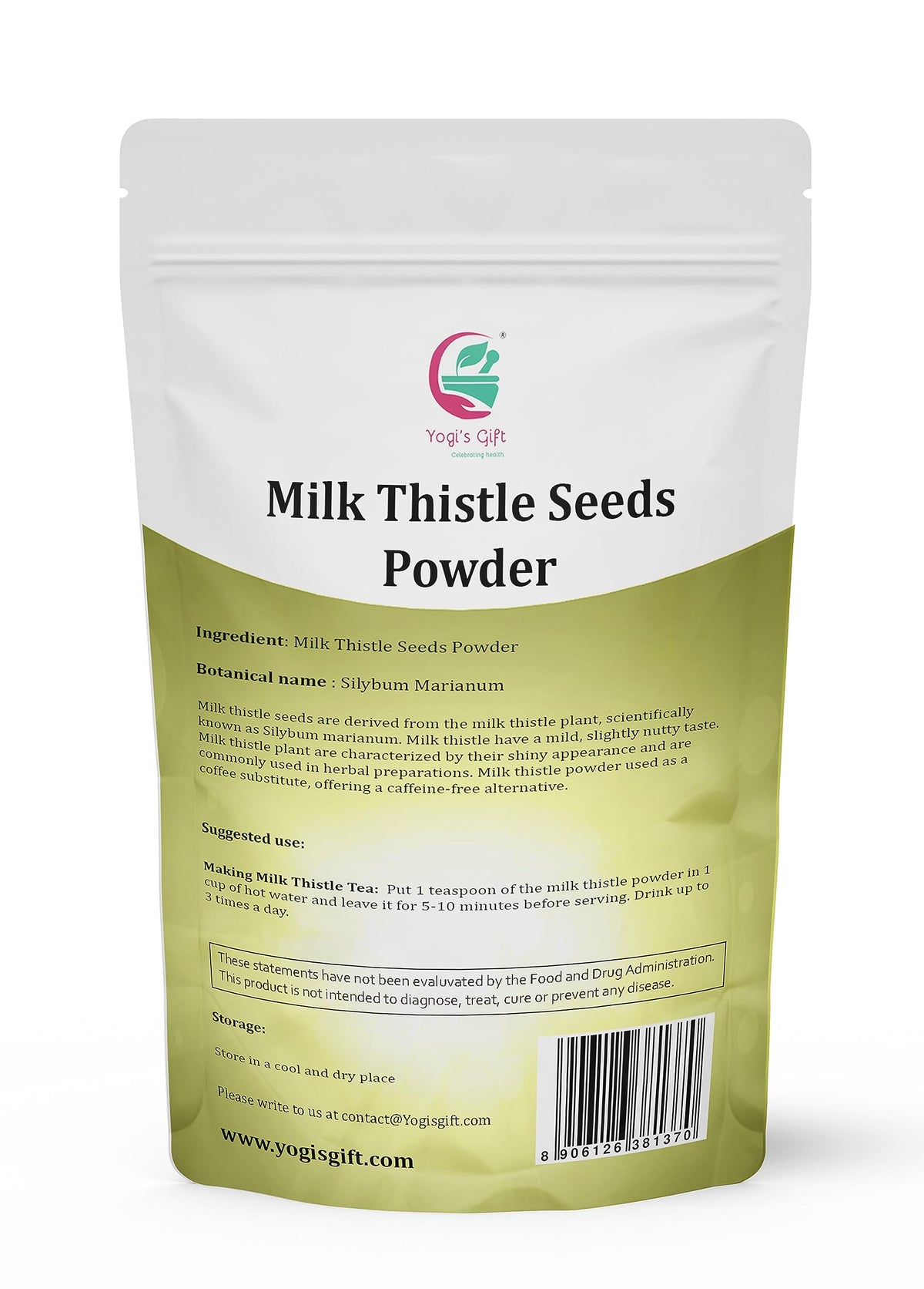 Yogi’s Gift Milk Thistle Seed Powder jar showing premium quality.