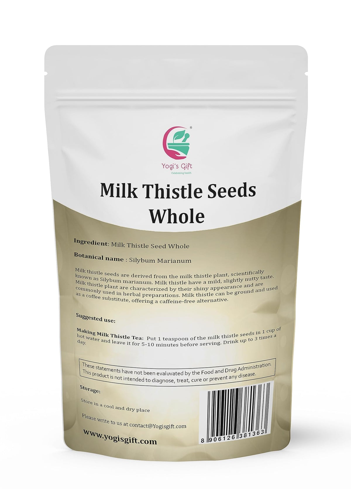 Yogi’s Gift milk thistle seeds steeping in hot water for tea, with a mild nutty aroma.