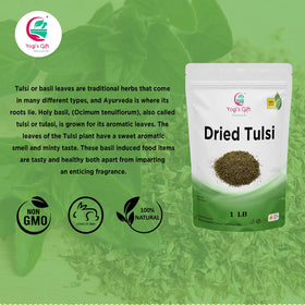 Yogi's Gift natural tulsi blend label highlights all-natural ingredients