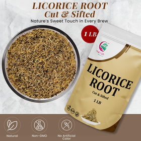Pure, natural licorice root ready for tea infusions and wellness drinks