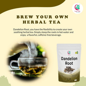 Yogi's Gift roasted dandelion root as a caffeine-free coffee substitute.