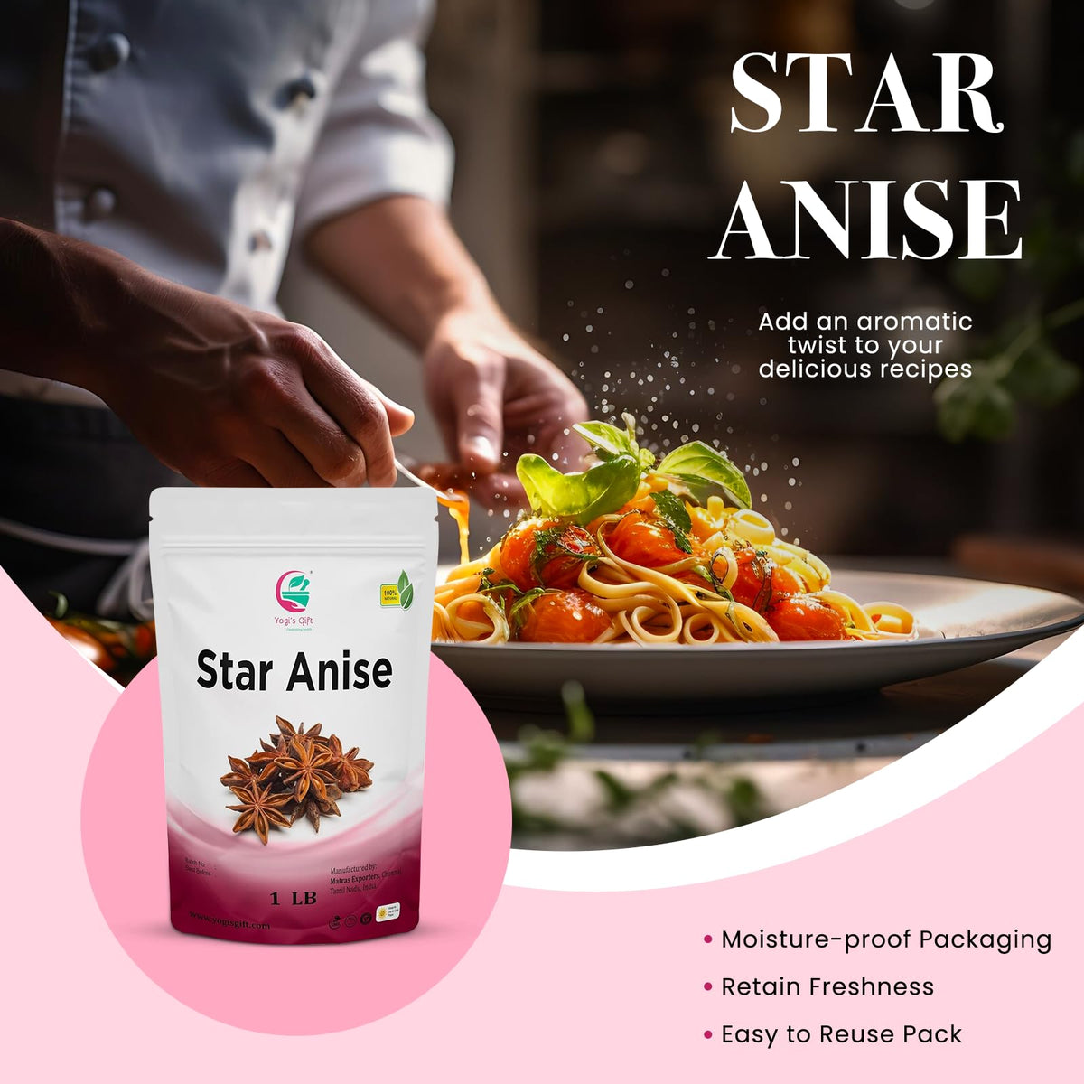 Yogis Gift star anise for cooking applications and flavor depth