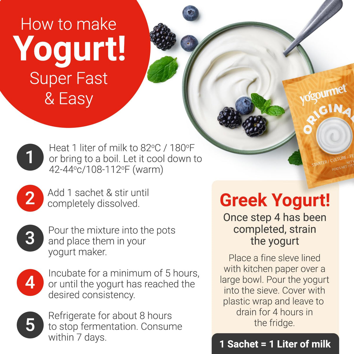 Yogourmet homemade yogurt in a glass jar with creamy texture.