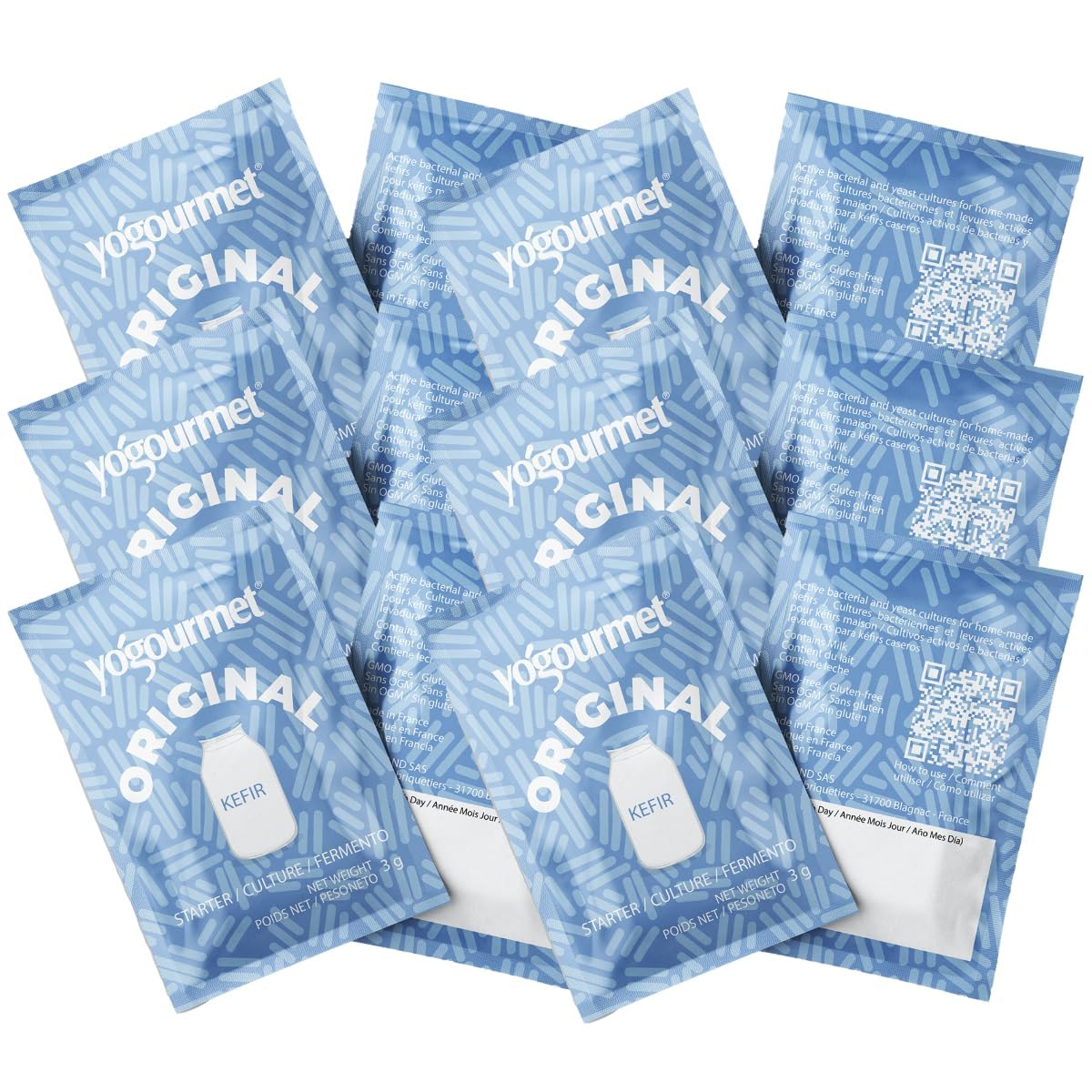 Yogourmet Kefir Starter bulk 12-pack for convenient homemade probiotic beverage