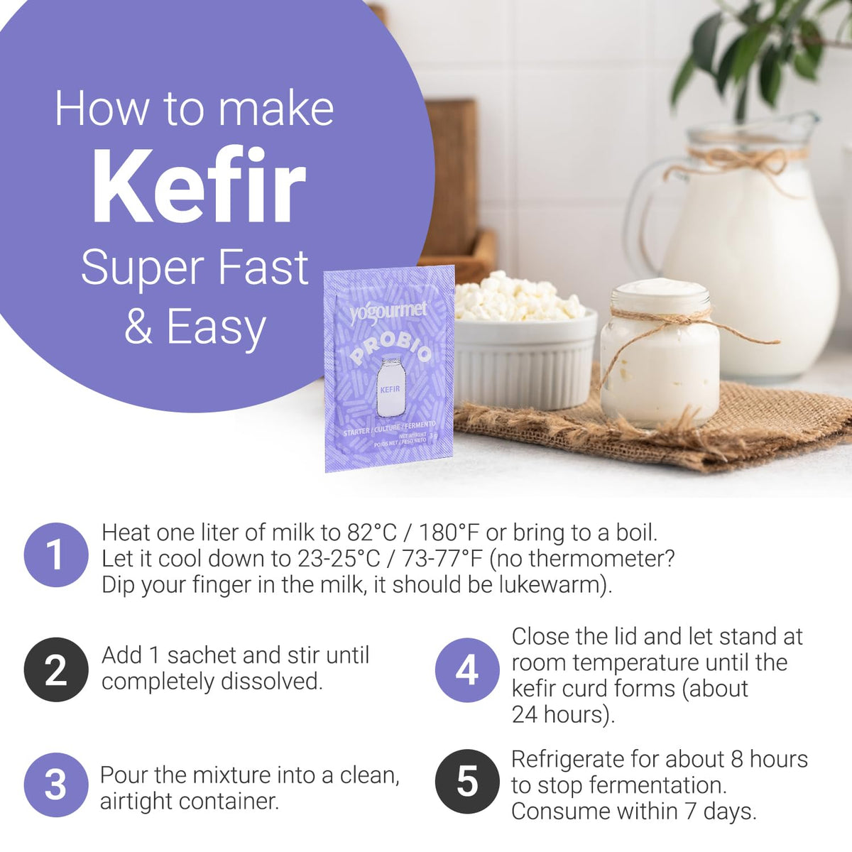 Kefir starter in a kitchen setup ready for homemade kefir rituals.