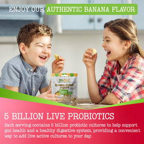 YoGut banana flavor display: gluten free treat for kids and adults.