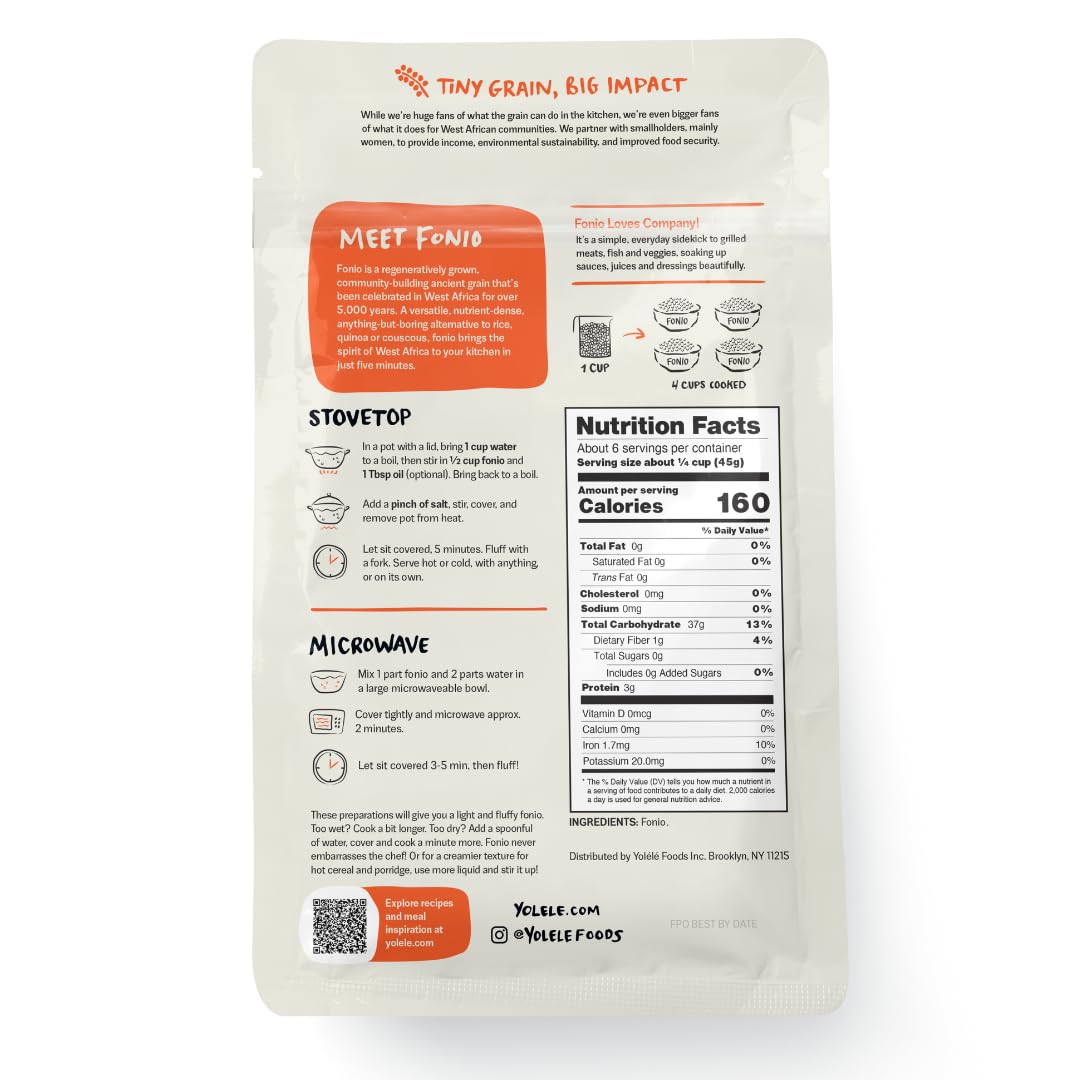 Yolélé Fonio light and fluffy cooked grain, ideal for fast weeknight bowls.