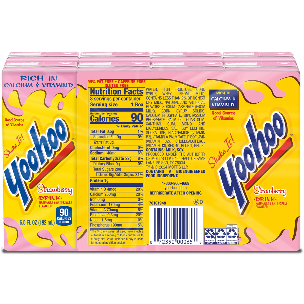 Yoo-Hoo Strawberry Drink four-pack collection for family sharing