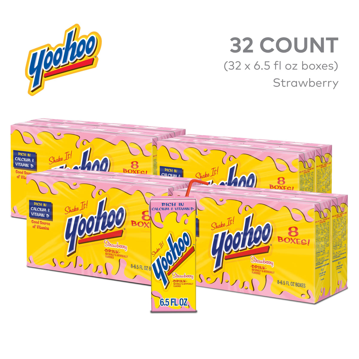 Yoo-Hoo Strawberry Drink ready-to-drink bottles for quick refreshment