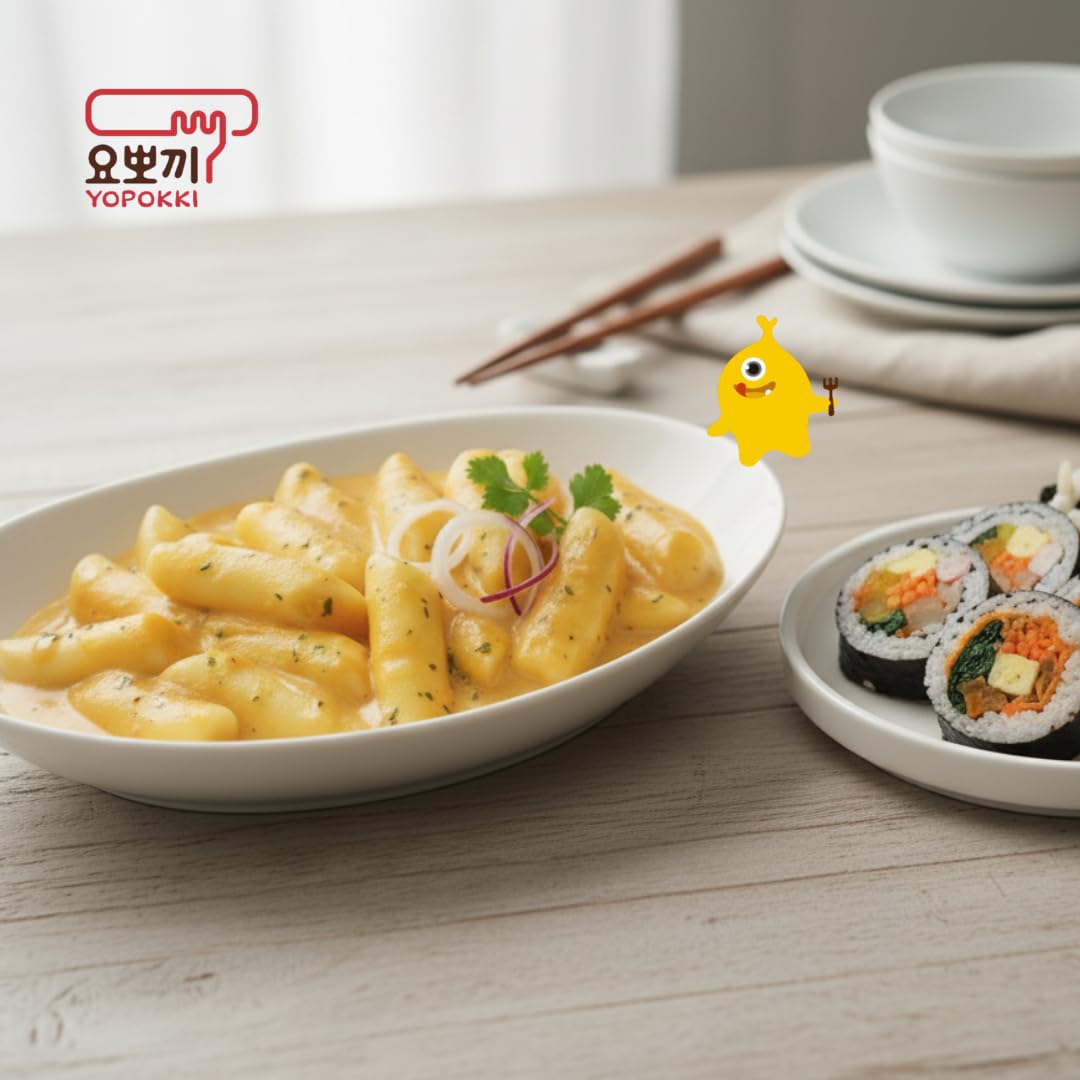 Yopokki sweet-spicy sauce pack adds bold flavor to ramen or rice cakes.