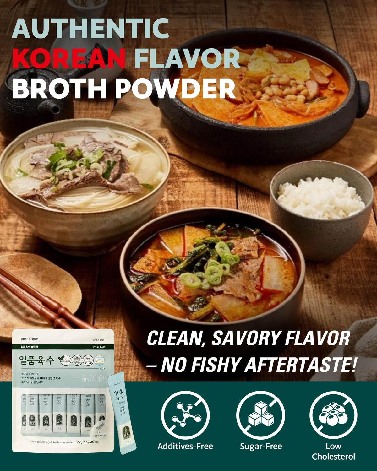 Yorit Excellent Broth Powder dissolves quickly in hot water for instant stock.