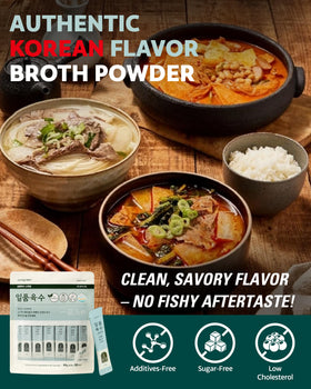 Yorit Excellent Broth Powder dissolves quickly in hot water for instant stock.