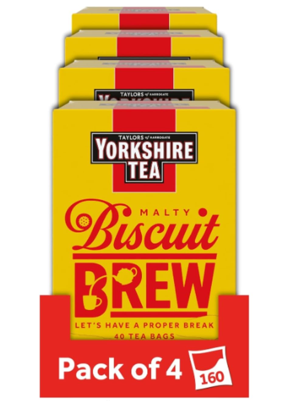 Yorkshire Tea Biscuit Brew tea bags pack-4 front view for daily sipping.