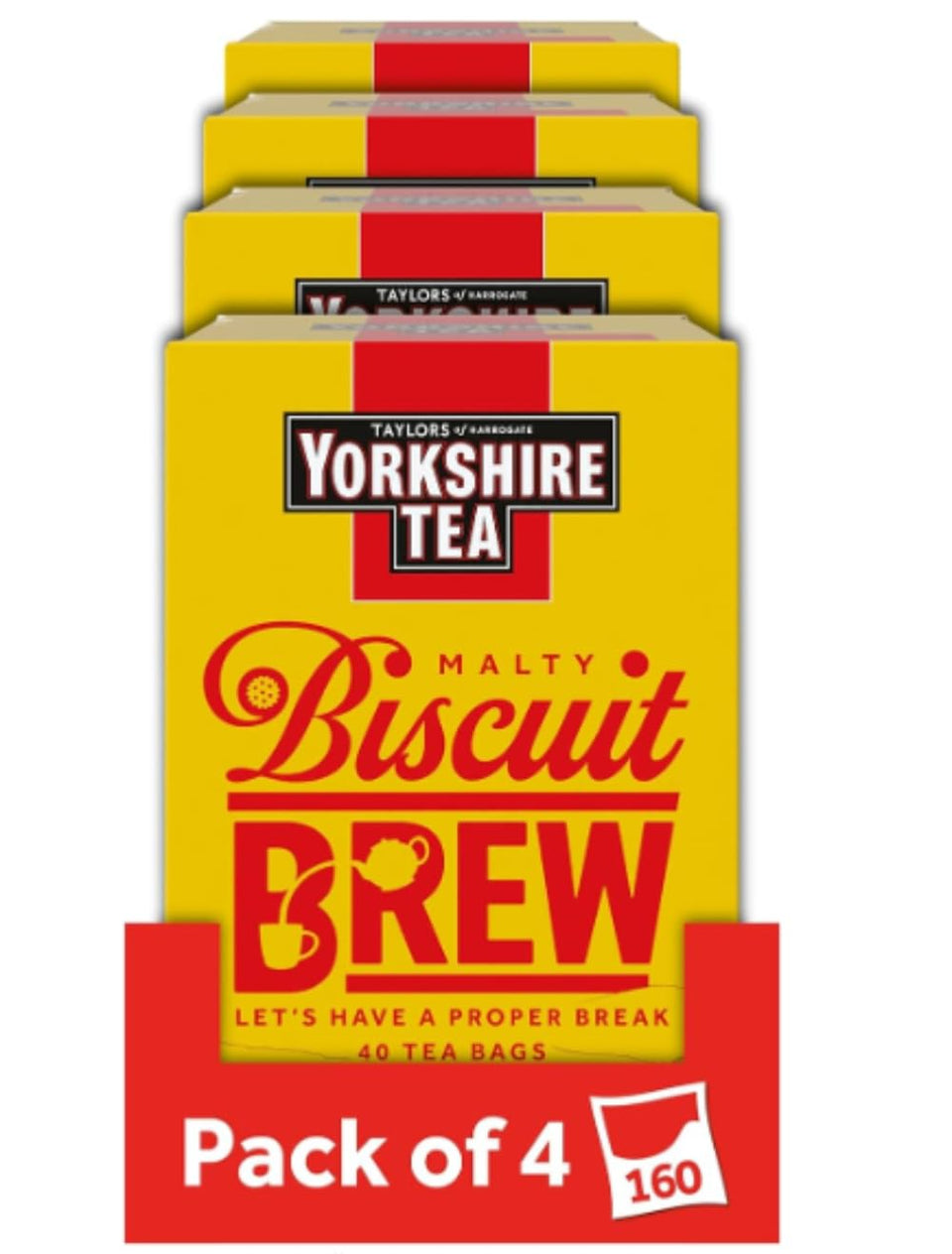 Yorkshire Tea Biscuit Brew tea bags pack-4 front view for daily sipping.