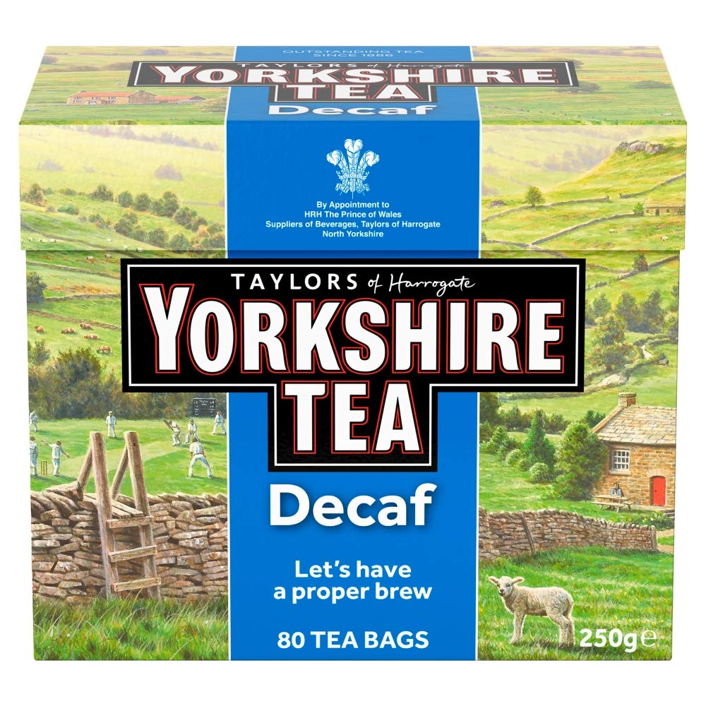 Yorkshire Tea decaffeinated Earl Grey tea bags for a calm evening cup