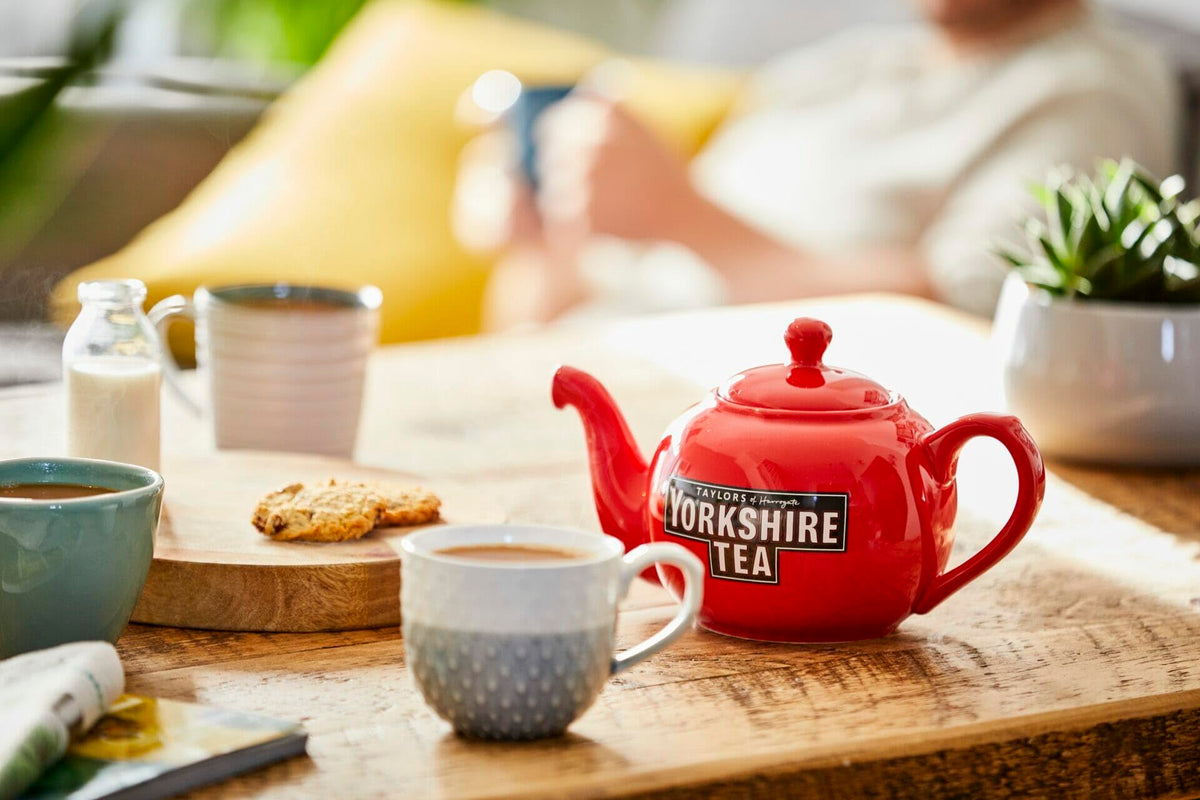 Yorkshire Tea Gold cup showing bright golden liquor for a brisk breakfast.