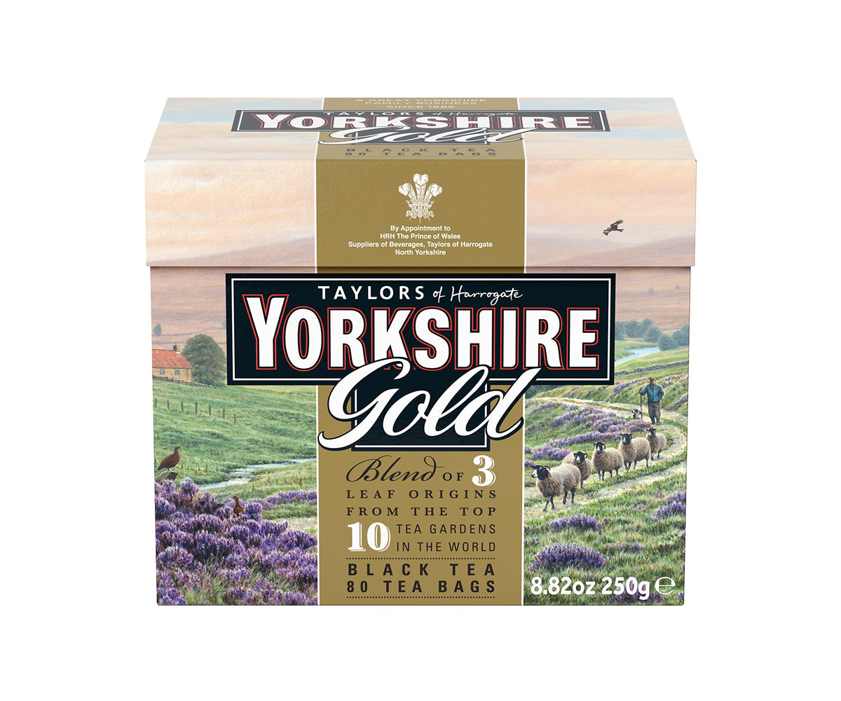 Yorkshire Tea Gold pillow tea bags in box for a rich breakfast cup