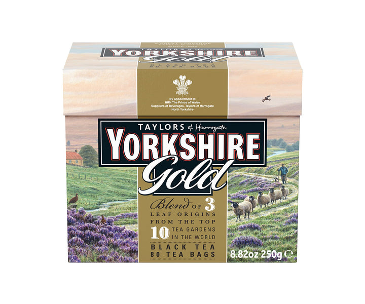 Yorkshire Tea Gold pillow tea bags in box for a rich breakfast cup