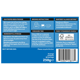 Pack of five Yorkshire Tea bags delivering convenient decaf Earl Grey