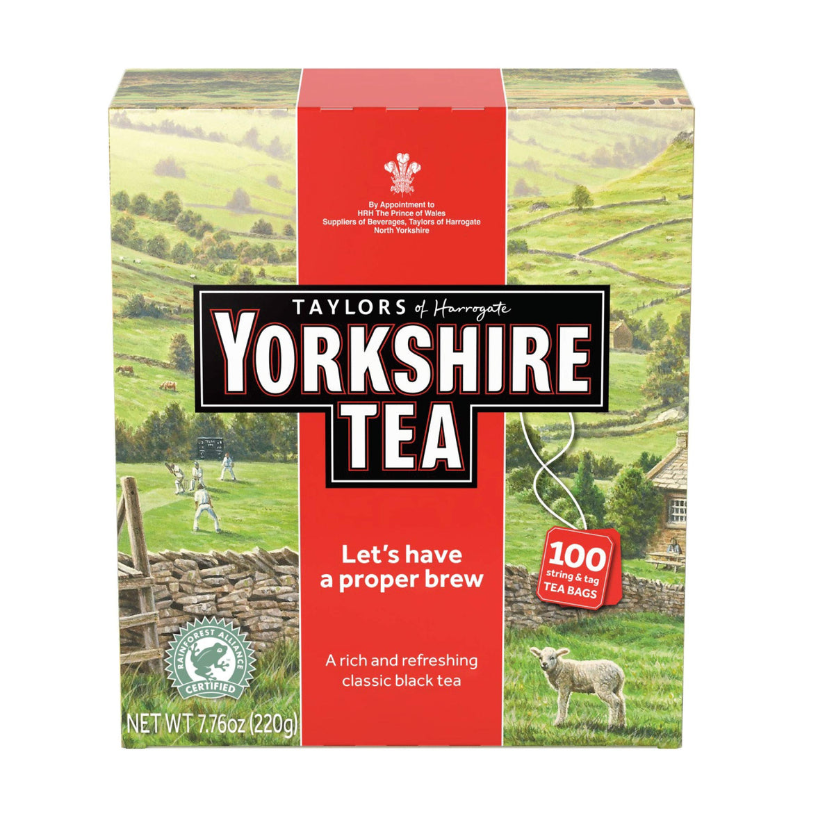 Yorkshire Tea red tea bags ready for a bold morning brew.