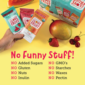 YOU LOVE FRUIT Mango vegan snack highlighting low carb, light-fat option for all ages