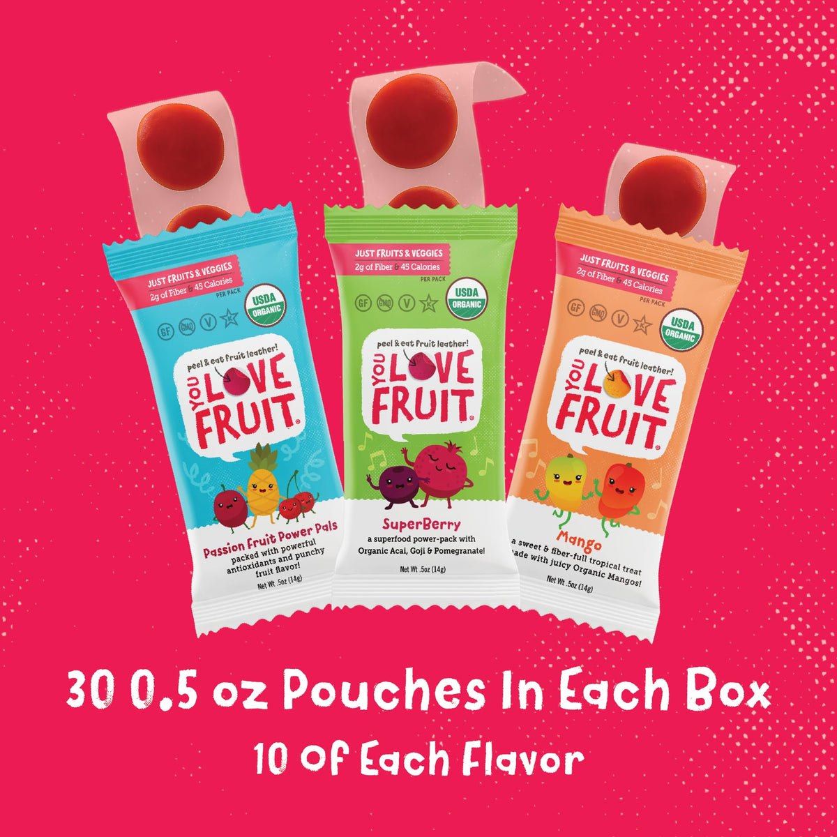 You Love Fruit passion fruit power pals close-up for a high-fiber, portable snack.