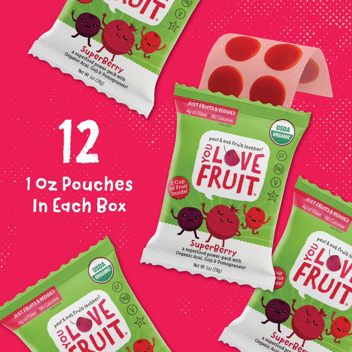 You Love Fruit SuperbERRY snacks enjoyed by kids and adults during school, work, or travel.