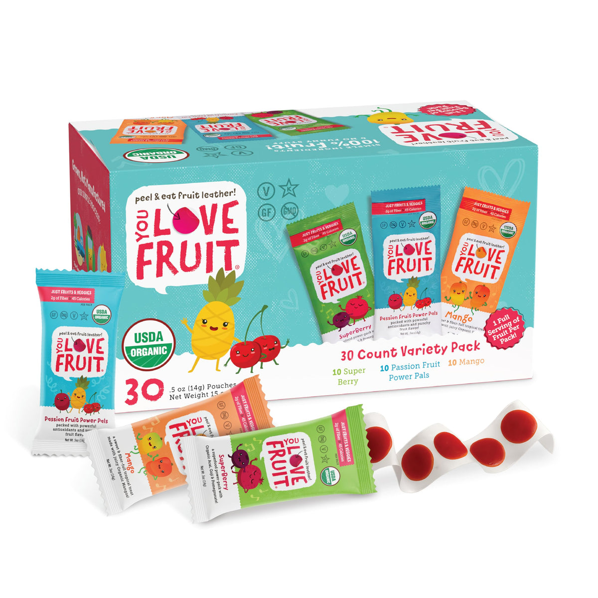 You Love Fruit variety pack front view, ideal for quick, healthy snacking.