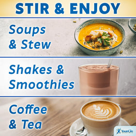 Powder instantly dissolves in hot or cold beverages