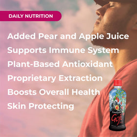Youngevity Himalayan Goji Juice label closeup reveals clean ingredients