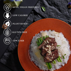 YUHO Keto Rice pack close-up highlighting gluten-free low-carb formula