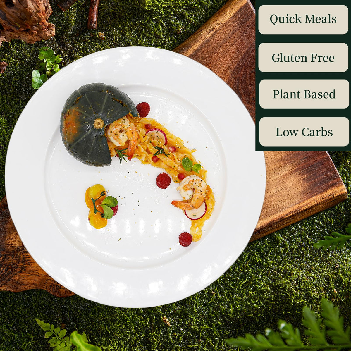 YUHO konjac fettuccine ingredients close-up featuring oat fiber texture.