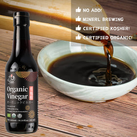 YUHO Organic Black Vinegar stir-fry scene adding savory notes.