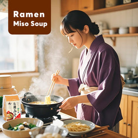YUHO Organic Miso Paste certifications badge (USDA, Ecocert, JAS, Kosher) visible.