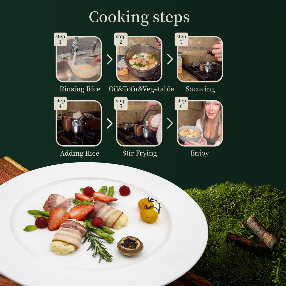 YUHO Organic Shirataki Rice microwaves in minutes, ready to serve with sauces.