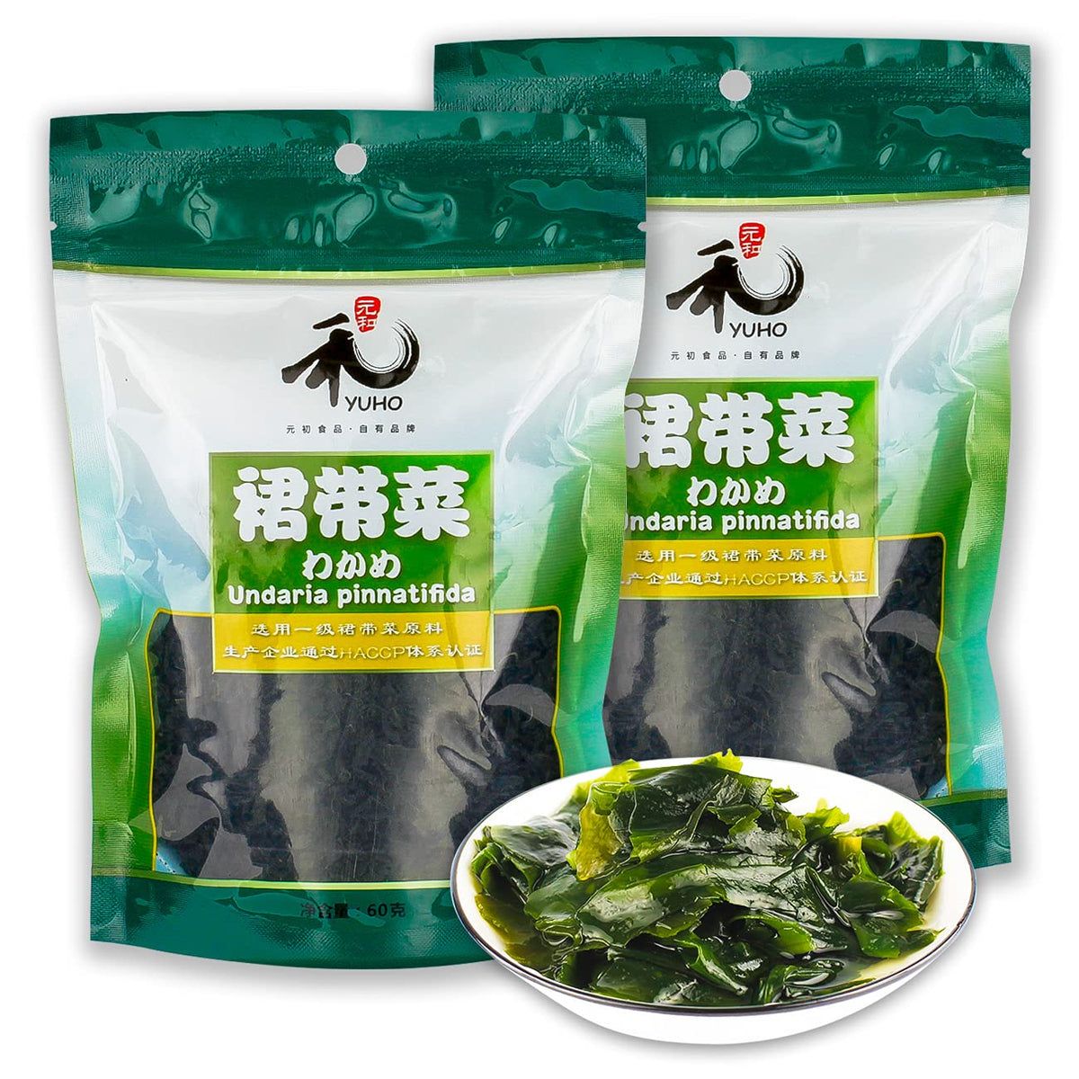 YUHO wakame hand-harvested seaweed, premium quality and natural texture.