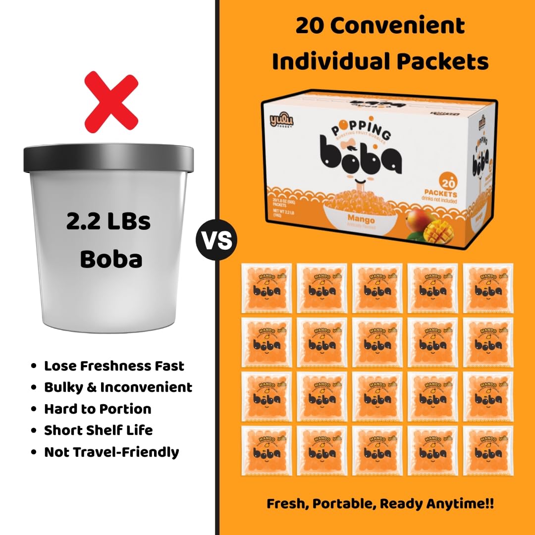 YULU FOODS popping boba on desserts and drinks adds a fruity pop