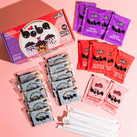 Milk tea packets offering classic and flavored options