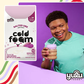 Travel pack of YULU FOODS Salted Ube Cold Foam Sticks for on‑the‑go drinks