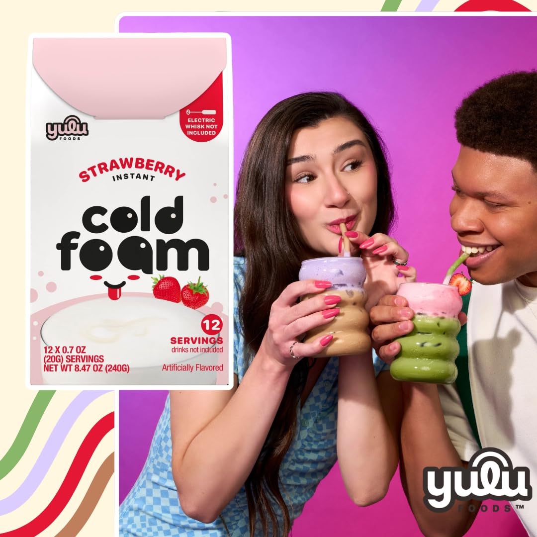 YULU FOODS Strawberry Instant Cold Foam Stick shelf-stable for home and travel.