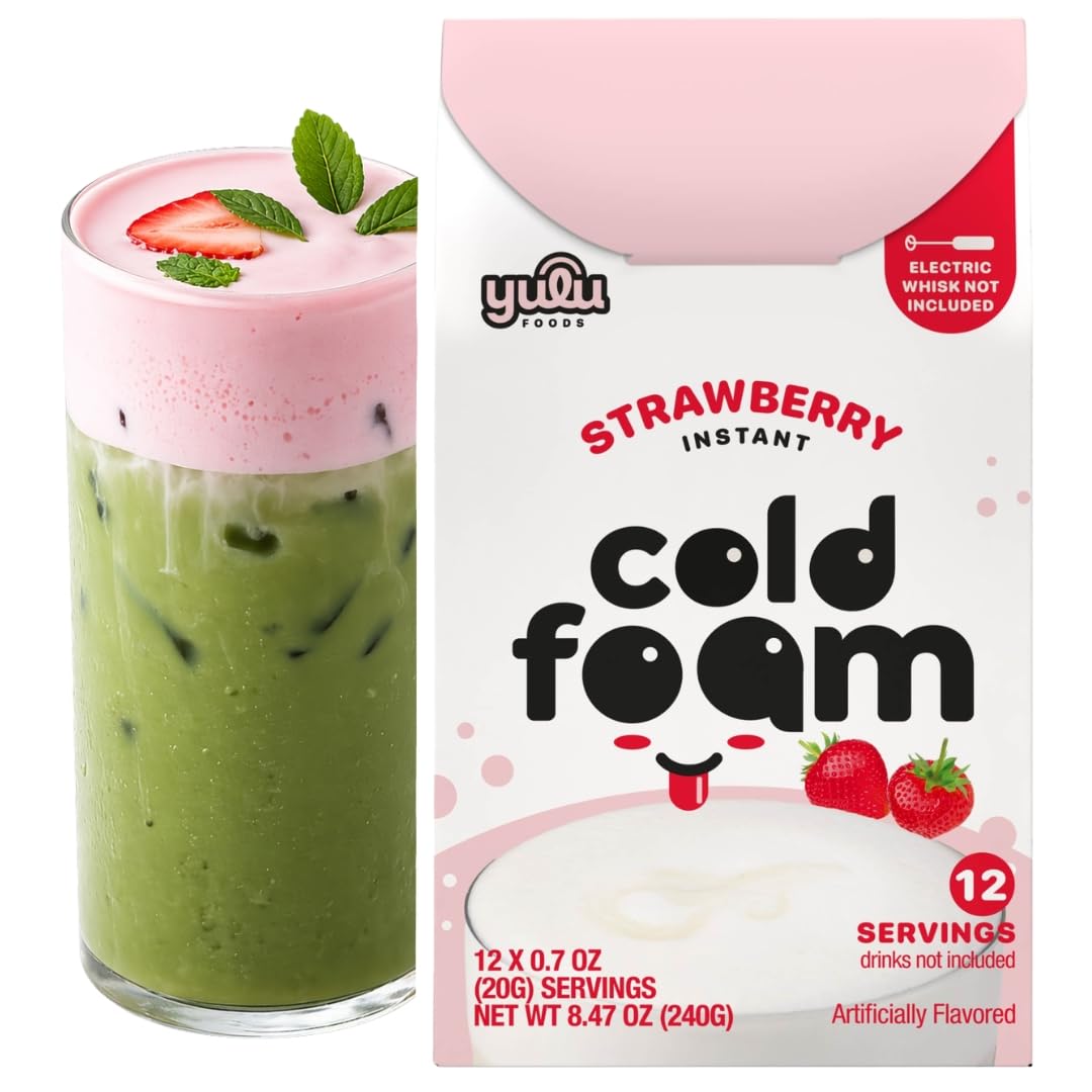 YULU FOODS Strawberry Instant Cold Foam Stick in packaging ready for non-dairy froth.
