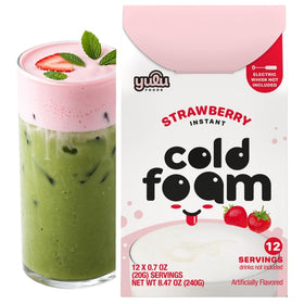 YULU FOODS Strawberry Instant Cold Foam Stick in packaging ready for non-dairy froth.