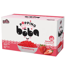YULU FOODS strawberry popping boba pearls close-up bursting flavor for desserts