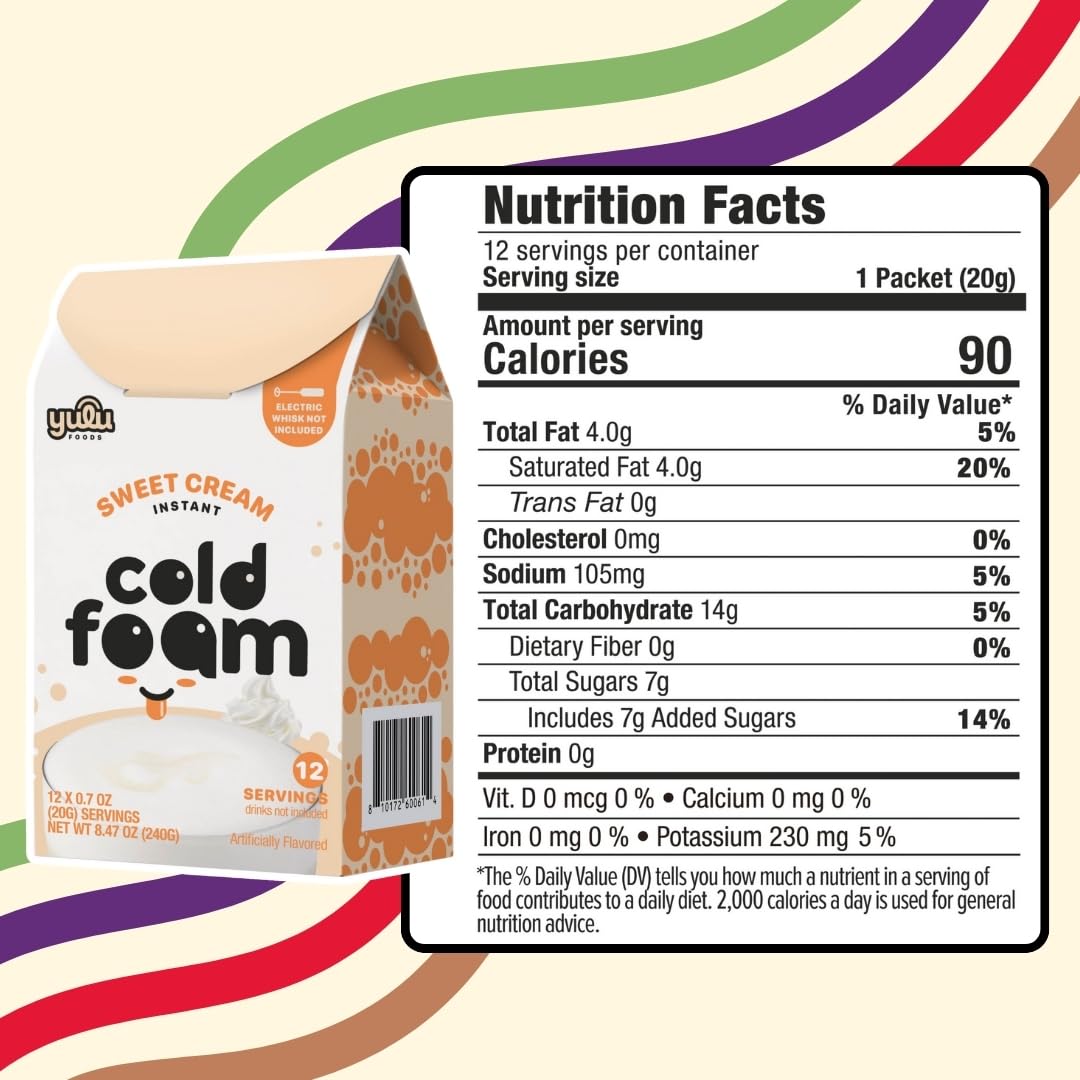 YULU FOODS Sweet Cream Instant Cold Foam Stick silky foam on a latte