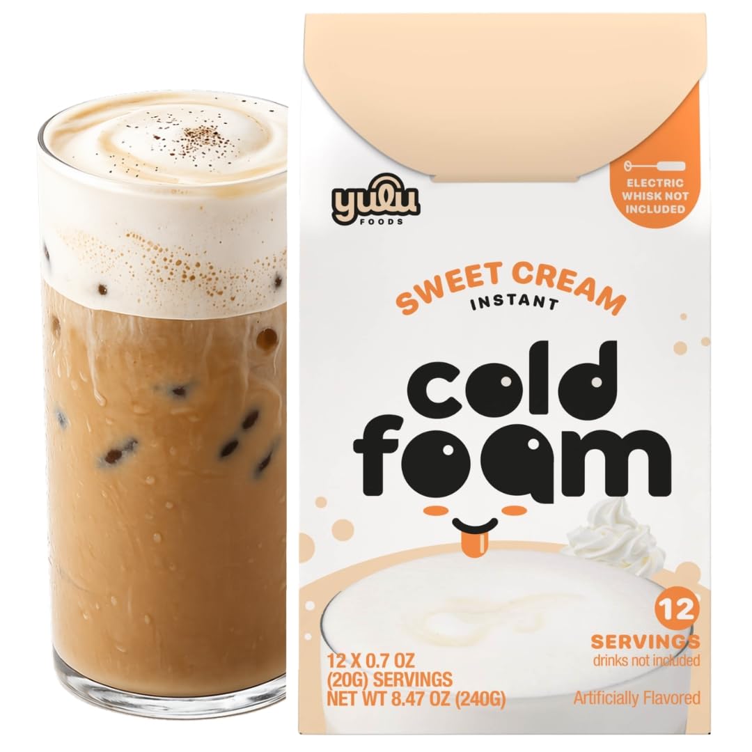YULU FOODS Sweet Cream Instant Cold Foam Stick vanilla pour over iced coffee, creamy top